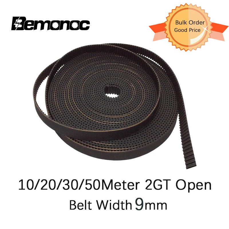 

Bemonoc GT2 Open Synchronous Timing Belt 2GT-9 Width 9mm Rubber Small Backlash Linear Motion 3D Printer 10/20/30/50Meters Choose