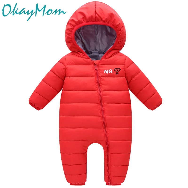 Зимняя теплая одежда OkayMom для новорожденных с капюшоном Комбинезоны младенцев