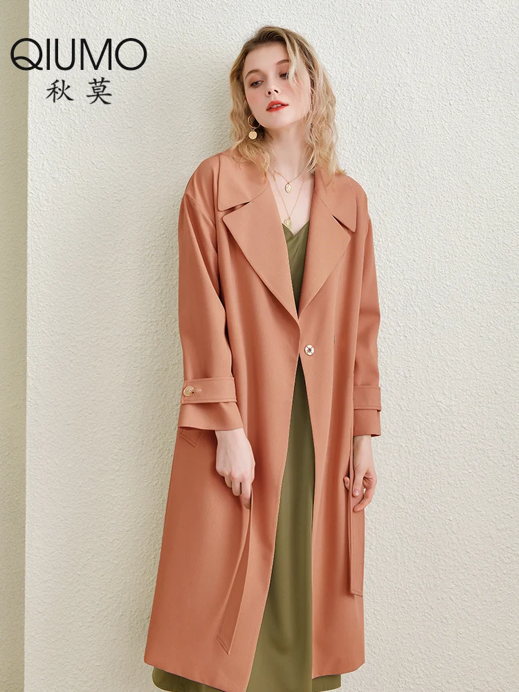 

Pink windbreaker coat women's medium long 2021 new spring and autumn high-end temperament aging high-grade coat