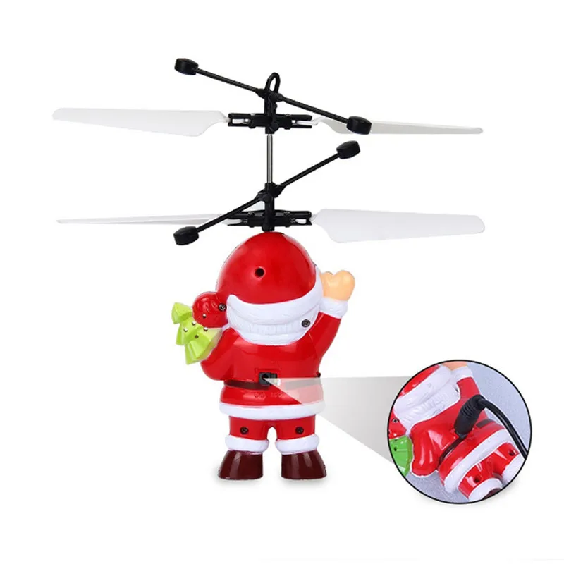 Flying inductive Mini RC Drone Christmas father Santa Claus RC helicopter gifts magic Christmas gift SRC Aircraft for kids boys