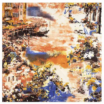 

100% Twill Silk Scarf Women Luxury Brand Oil Print Wraps Female Large Square Shawl Hijab Echarpes Foulards Femme Bandanas