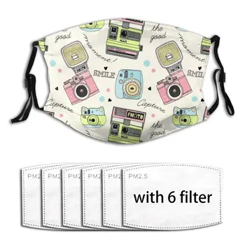 

Cute Doodle Camera Mask Mouth Face Mask Anti Dust Mask with Replaceable Filter