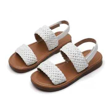 

Girls Summer Sandals Kids Princess Knit Beach Open-toed Sandals For Toddlers Children's Soft Shoes Size 21-36