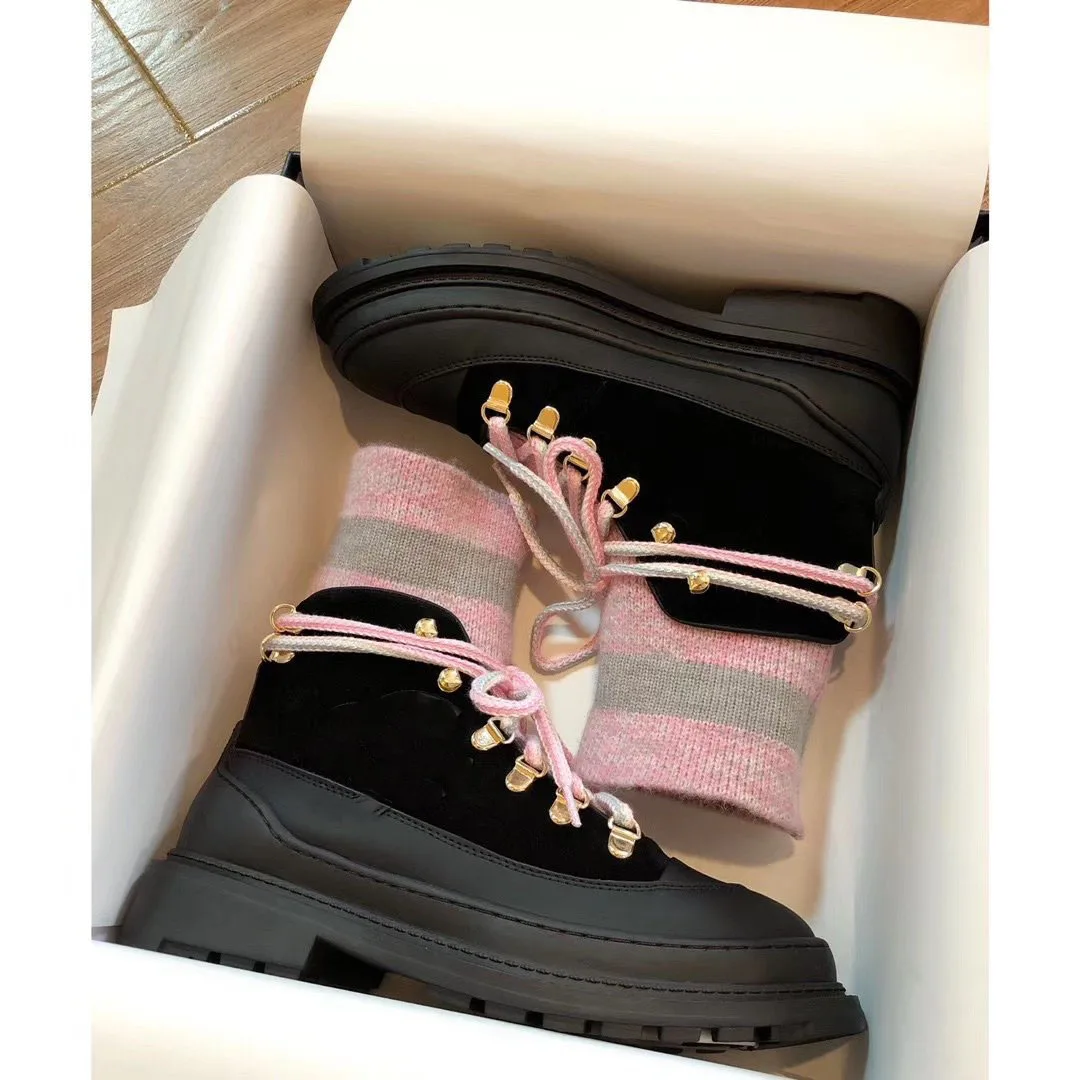pink Ботинки martin из натуральной овечьей кожи; короткие ботинки на плоской подошве; зимние Нескользящие дизайнерские женские ботинки; сезон зима - Цвет: pink