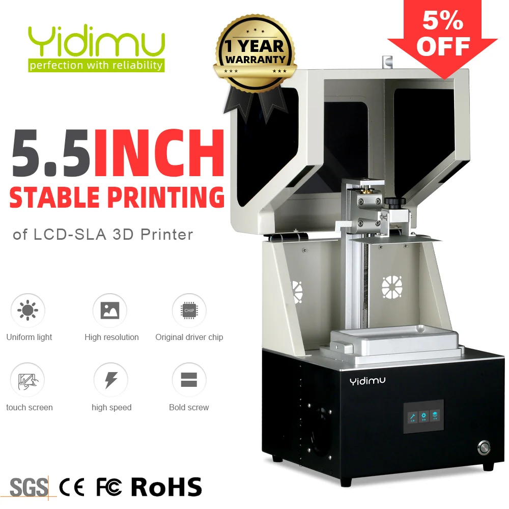 

YIDIMU New Arrival SLA/LCD/DLP Resin 3D Printer 405nm 2K Laser 3D Printers LCD Photon UV Light Cure 3D Drucker