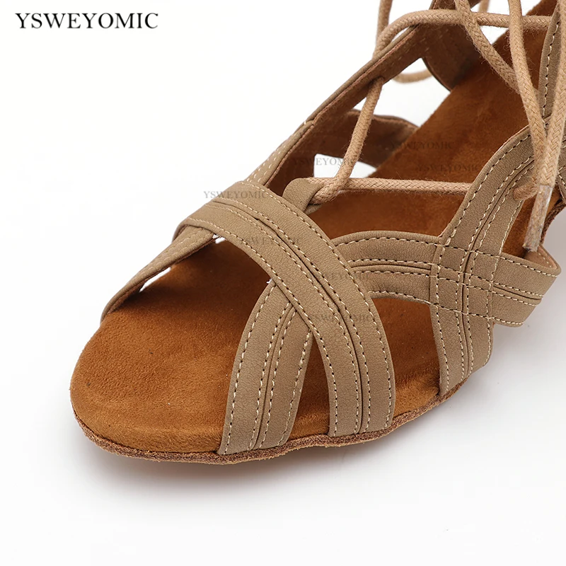 Women Latin Dance Boots Ladies Chacha Ballroom Dance Shoes Brown Black Red Suede Practise Comfortable Latin Salsa Dance Shoes