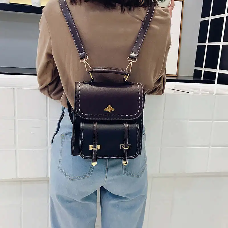 Винтажный женский рюкзак из искусственной кожи, простой элегантный дизайн, женский рюкзак, известный рюкзак для колледжа, Новая модная женская сумка на плечо