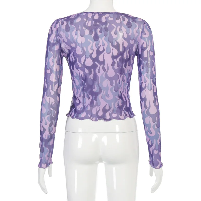Y2K Mesh Top Women Streetwear Long Sleeve Graphic Tee See Through O Neck Tops Slim Anime T-shirt Sexy Crop Top Women Clothing Y2K Mesh Top Women Streetwear Long Sleeve Graphic Tee See Through O Neck Tops Slim Anime T-shirt Sexy Crop Top Women Clothing