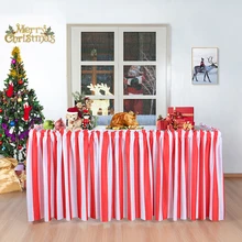 Красная белая Полосатая юбка для стола рождественские праздничные вечерние украшения банкетные украшения для отеля украшение свадебного стола домашний текстильный стол юбка s 24