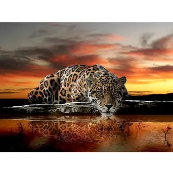 

5D DIY Diamond Painting "Leopard Tiger" Cross Stitch Full Diamond Embroidery Animal Rhinestone Mosaic Painting Sale