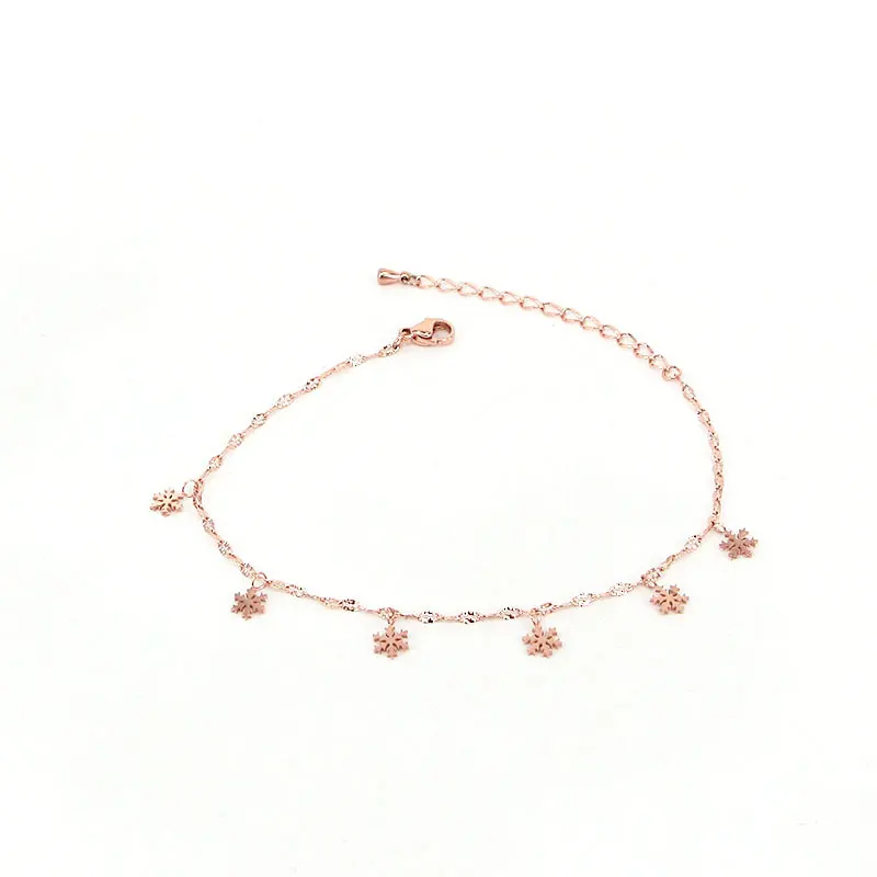 Hang 6 Beautiful Snowflake Charm Anklets For Women Titanium Steel Gold Color Anklet Fashion Foot Jewelry Leg Chain Female