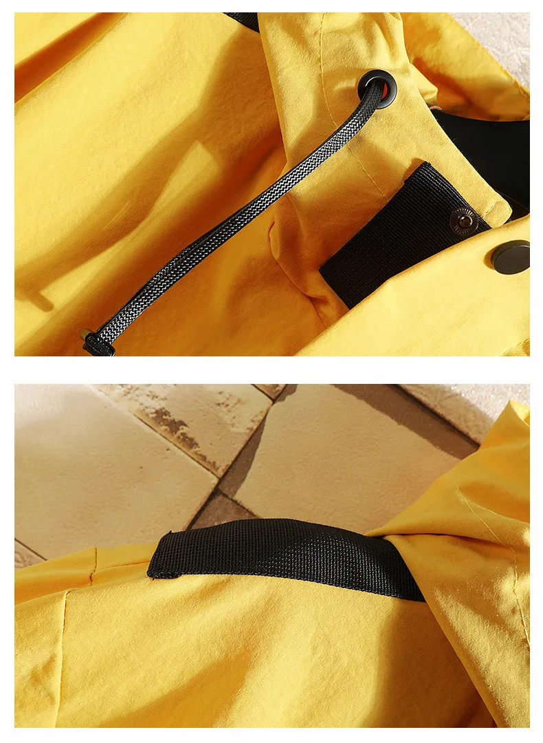 2420 Осенняя желтая черная синяя свободная куртка мужской большой размер 5XL с длинным рукавом пальто с капюшоном мужской японский стиль Harajuku верхняя одежда