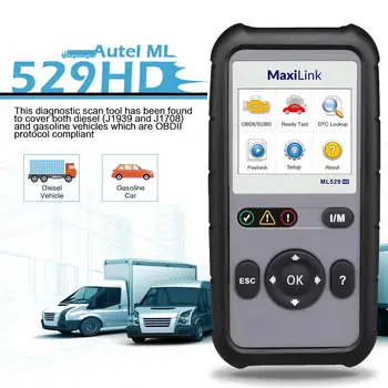 

Autel MaxiLink ML529HD Trucks OBDII Code Reader Heavy Duty J1939 & J1708 OBD2 Scanner Automotive Diagnostic Tool Fault Code Read