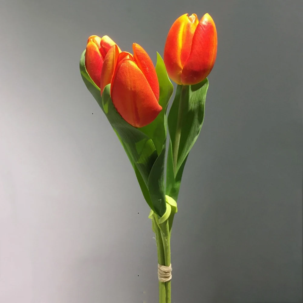 6PCS/45cm Artificial Tulips Flower Real Touch Soft Faux Branch Flowers Leafs Fake Grass For Home Wedding Decor Garden Decoration