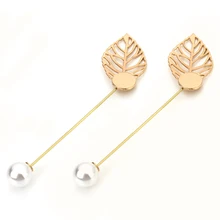 

10pcs/lot Broche Mujer Gold Color Leaf Brooch Pin with Imitation Pearl Stopper Brooch Lapel Pin Men's Brooch Jewelry