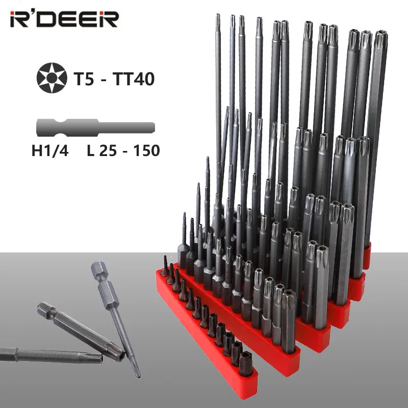 12 шт. Магнитная отвертка Torx 1/4 шестигранный хвостовик T5 TT40 защита от взлома 25 150 мм