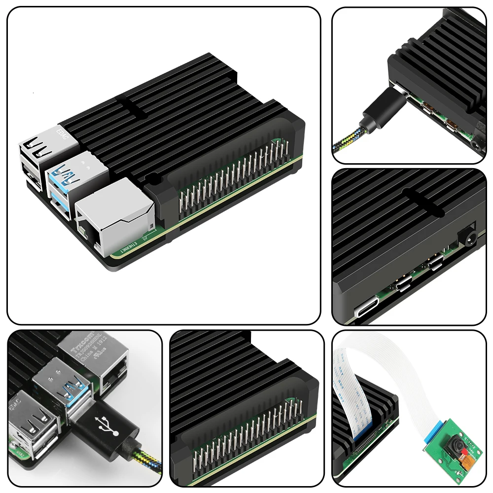 Raspberry Pi 4 4B металлический корпус Raspberry Pi корпус из алюминиевого сплава с пассивным корпус для охлаждения для Raspberry Pi 4/4B