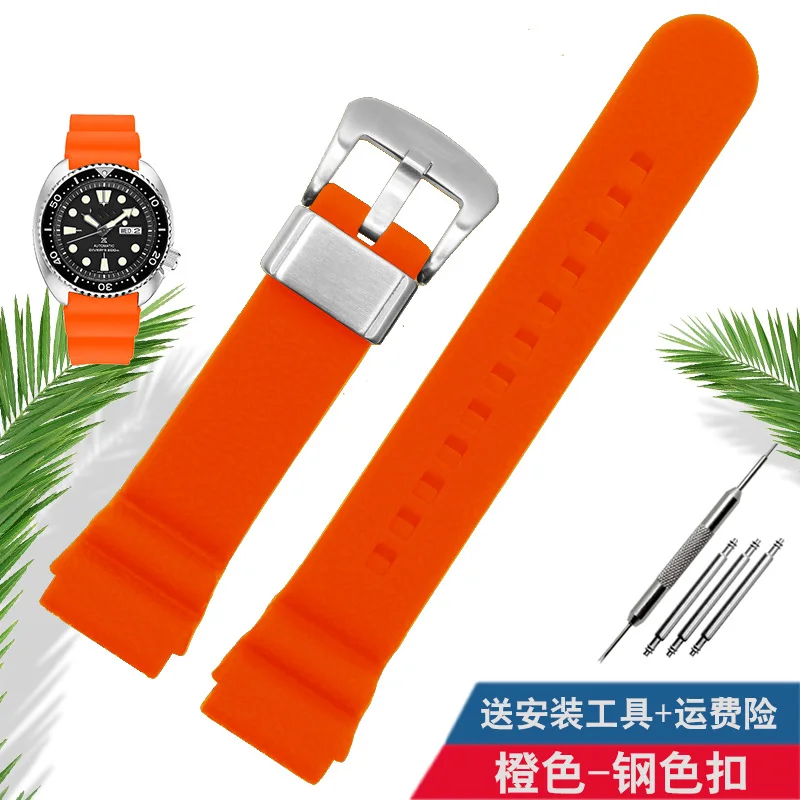 orange silver clasp Shengmeirui 22 мм браслет из нержавеющей стали для skx007 009 SKX175 SKX173 Seiko мужской ремешок для часов - Цвет ремешка: orange silver clasp