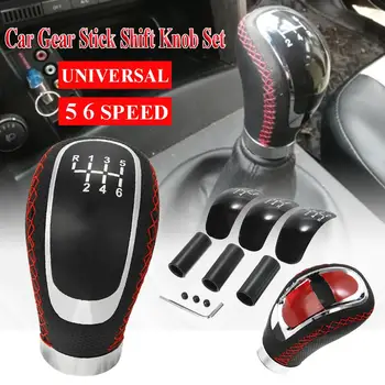 

5 6 Speed Genuine PU Leather Gearshift Universal Replacement Manual Car Gear Stick Shift Knob Set 96x50mm Dropshipping