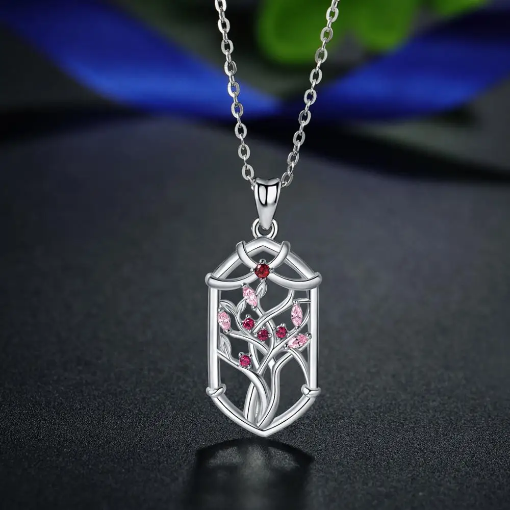 EUDORA, 925 пробы, серебряное дерево жизни, подвеска, прозрачный розовый CZ, ожерелье, s goddess, элегантное ожерелье, хорошее ювелирное изделие, подарок на день рождения D498