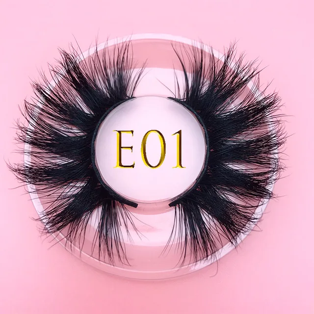 25mm E06 MIKIWI 100% handmade natural  thick  Eye lashes wispy makeup extention tools 3D mink hair volume soft false  eyelashes E01 round case