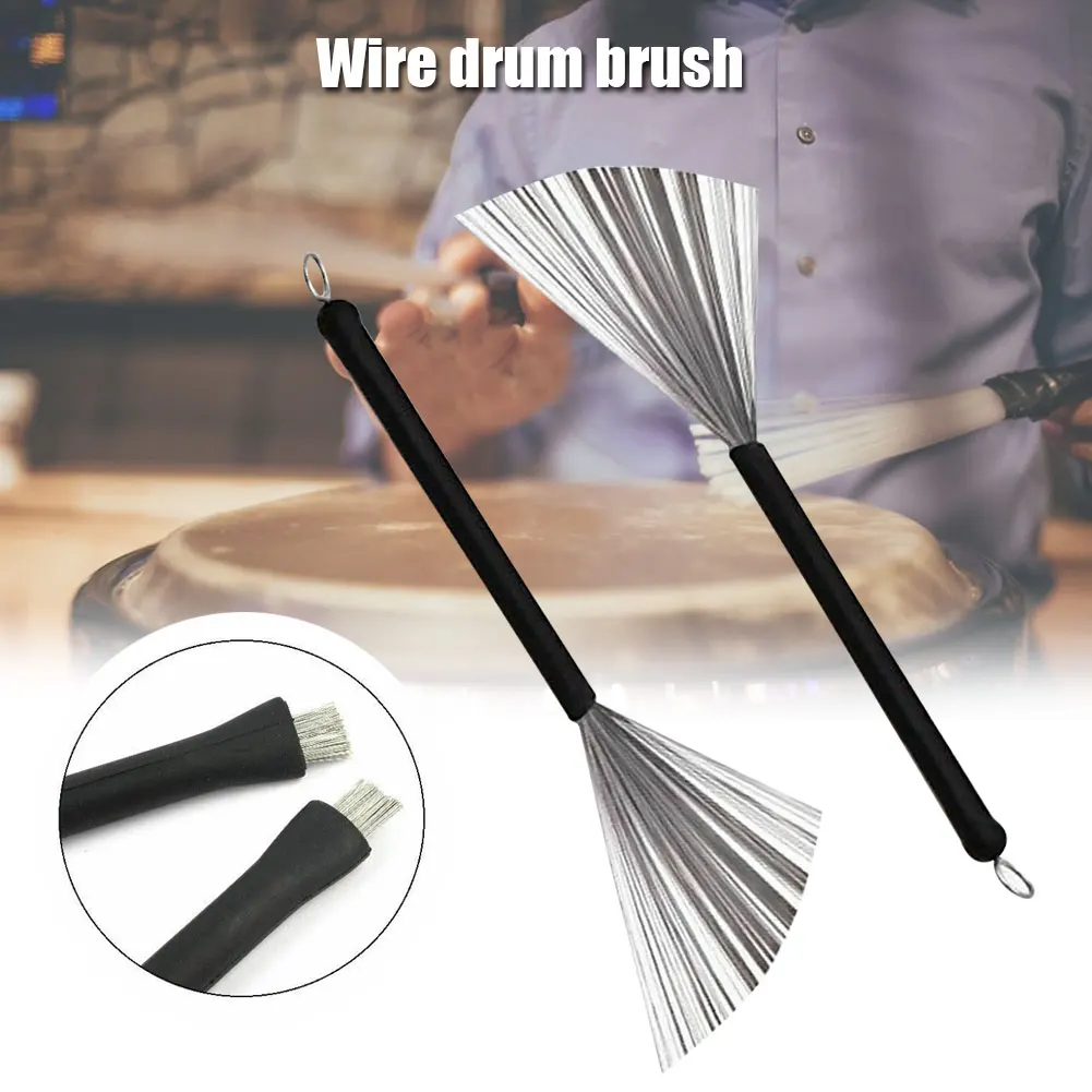 

Newly Metal Wire Drum Brushes Cleaning Tool Portable Jazz Musical Retractable Sticks BN99