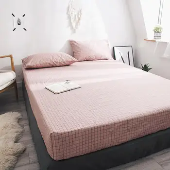 

3 Pcs Bed Set 100% Cotton Bed Sheet Mattress Cover Bedsheet Elastic Band Queen King Full Twin Fitted Sheet + 2 Pcs Pillowcase