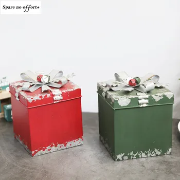 

For the family Creative Iron Gift Box Props 2021 New Year Hotel window Restaurant Christmas Scene New Year's Eve Decorations