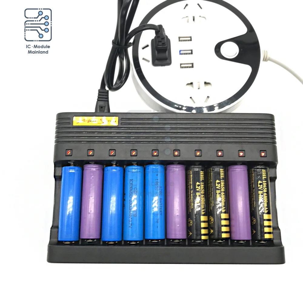 

18650 Battery Charger EU 10slots Smart lithium charging 14500 16350 18500 USB Output Li-ion Rechargeable Battery Charger