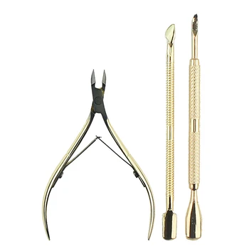 

3pcs Multifunctional Gold Scissors Dead Skin Stainless Steel Multifunction Dead Skin Push Dead Skin Three-piece Gold