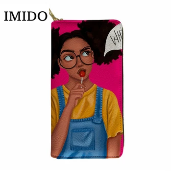 

Afro American Black Girls Print Women Wallet with Zipper Money Bag Women's Long Design Purse Clutch 2019New Arrival Wallet