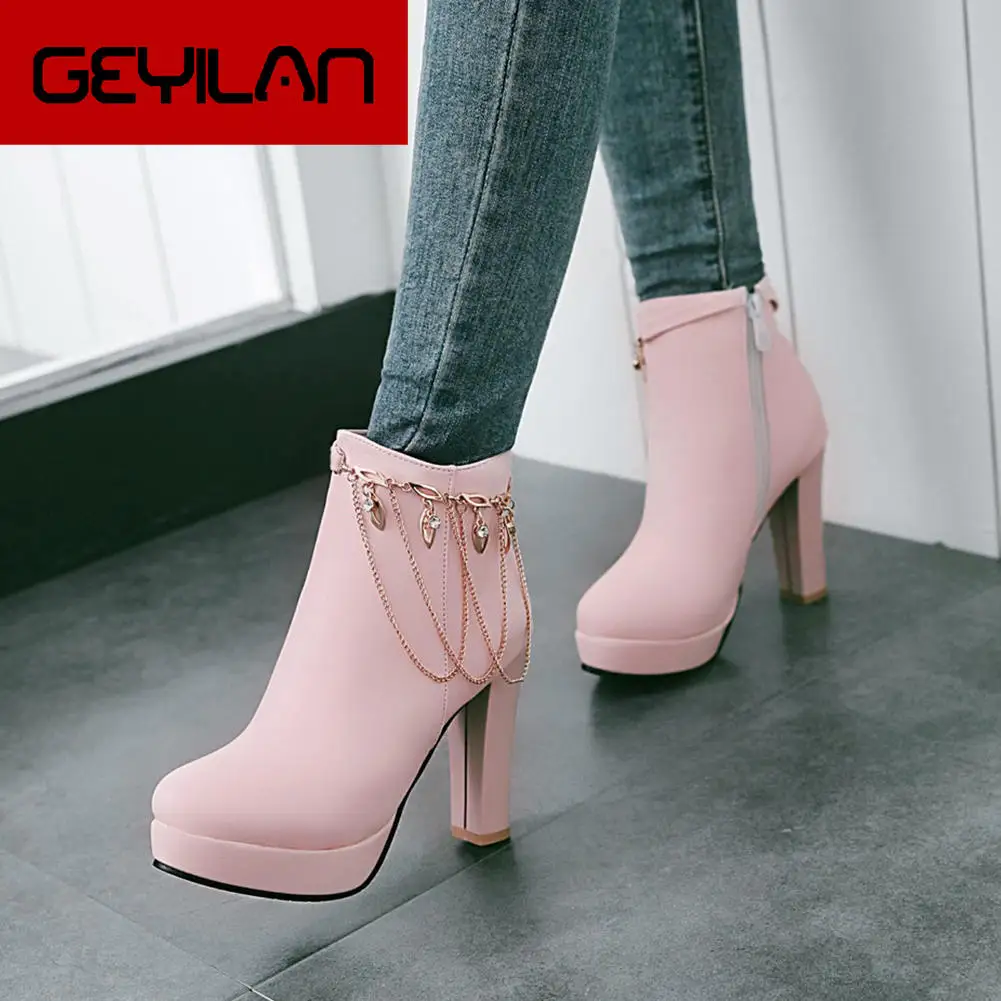 

Great Quality Chains Plus Size 44 Fur Winter Boots Women Shoes Woman Platform Sexy Party High Heels Ankle Boots Woman Shoes