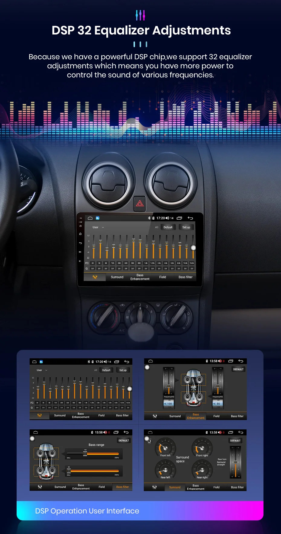 Junsun V1 Android 9.0 2GB+32GB DSP CarPlay Car Radio Multimidia Video Player GPS For Nissan Qashqai 1 J10 2006-2013 2 din dvd