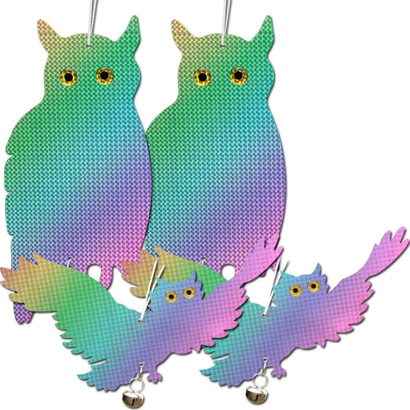 

4 Pack Bird Repellent Device Reflective Hanging Owl Deterrent for Outdoors Keep Birds Away From Garden Yard