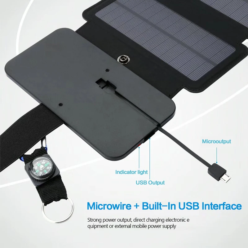 Carregador de Células Dobrável à Prova Carregador de Painel Solar para Smartphones Solares Dfoldable Água Carregador Solar 5 v 2a Carga Rápida Portátil 10 w - Image 5