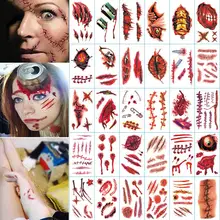 30 шт Хэллоуин татуировки наклейки для лица моделирование нож ужас водонепроницаемый для детей женщин мужчин