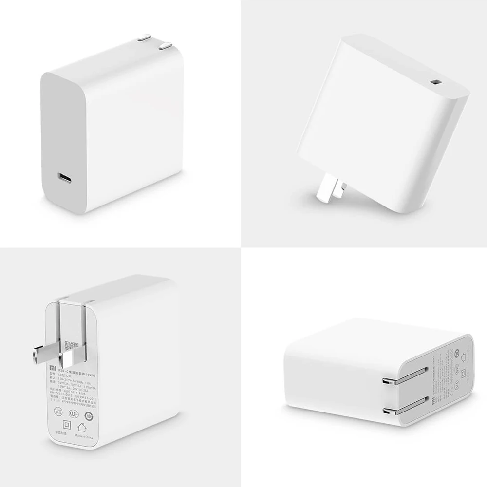 Xiaomi USB-C зарядное устройство 65 Вт адаптер питания с американской вилкой мини портативное зарядное устройство для путешествий 100-240 В для телефона ноутбука
