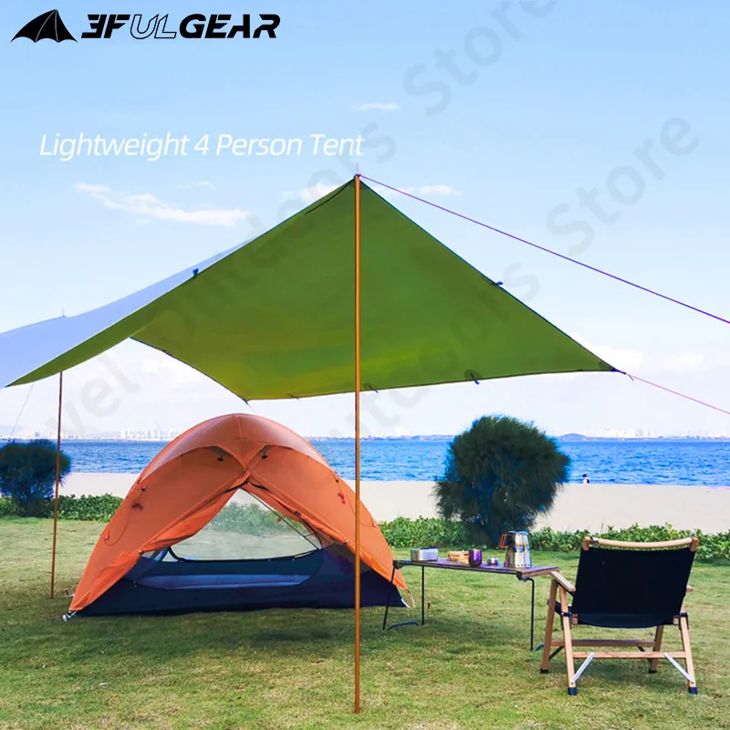 3F UL GEAR QingKong4 Ultralight 4Persons Camping Tent Self Supporting 3-4 Seasons Waterproof Outdoor 15D/210T Tent With Free Mat