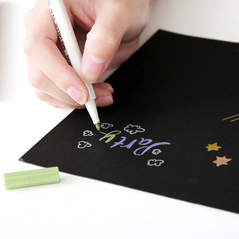 STA 10 Colors Metallic Marker Pen DIY Scrapbooking Crafts Pen Art Marker School Stationery