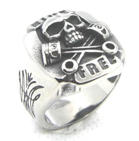 Drop Ship Ride Free Skull Ring 316L Stainless Steel Spanner Biker Skull Ring 1