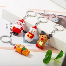 Производители прямых продаж рождественские поощрительный подарок цепочка для ключей с Санта-Клаусом с принтом рождественского оленя и надписью, Мультяшные парные брелок для ключей