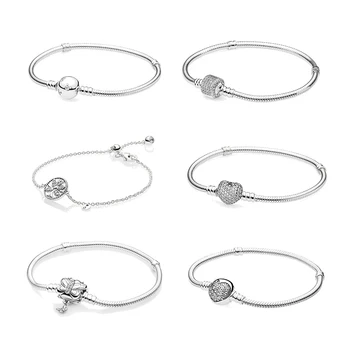

100% 925 Sterling Silver Pandoras High Quality Heart Heart Classic Bracelet For Free Gift Delivery To Friends