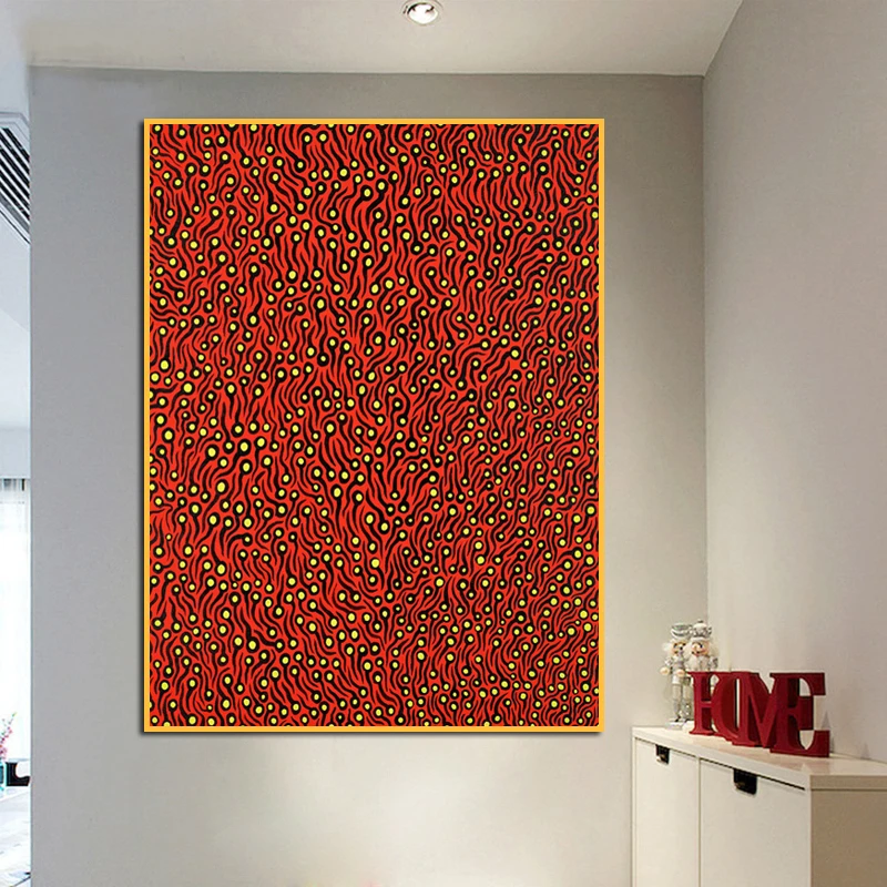 Yayoi Kusama красный Головастик абстрактная картина настенная живопись домашняя декоративная художественная картина Печать на холсте Печать настенная живопись