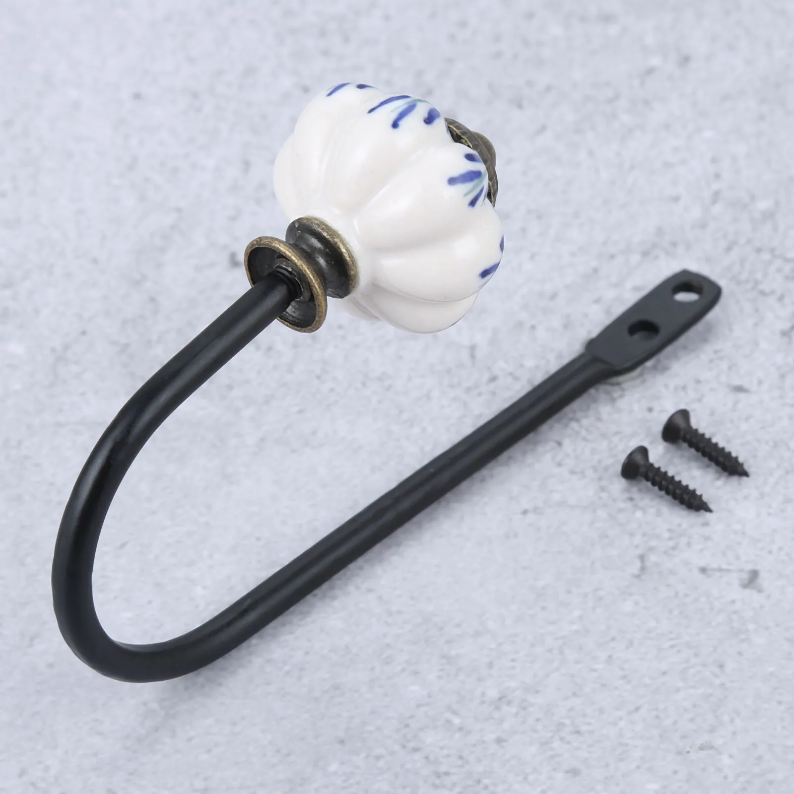 1set Porcelain Hook Wall/Door Mounted Hanger w/screw White&Blue Ceramics Decor Coat/Key/Bag/Towel Holder Bathroom Kitchen 122mm 4