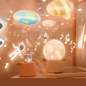 

Guardian Angel Rotating LED Projector Lamp Night Light Kids Musical Box Gift Projection light starry sky music box night light
