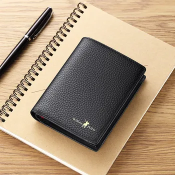 

Men's leather wallet short first layer cowhide wallet bank card cover multi-functional driving license bag