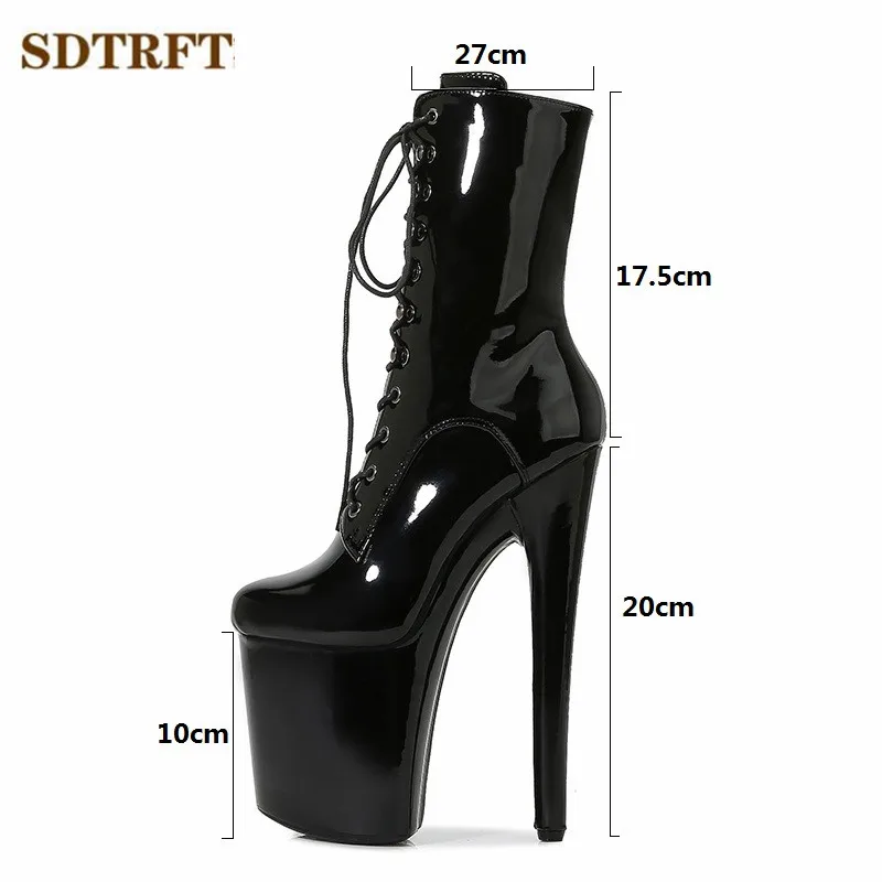 SDTRFT Pole dancing 20cm Thin Heels Stiletto Buckle Ankle Boots Platform Women PUNK Pumps ladies 8 Inches Fetish Ballet Shoes