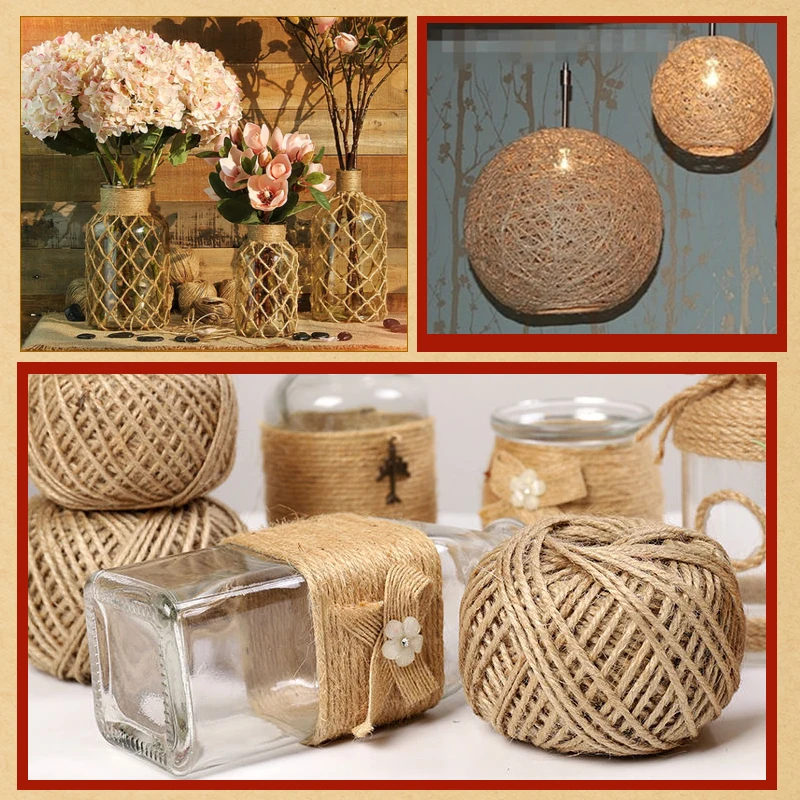 Natural Jute Hemp Rope Home Decoration DIY Craft Cord Decorative Rope 1-14 mm Diameter 1Roll 25/50/100/200m jute rope