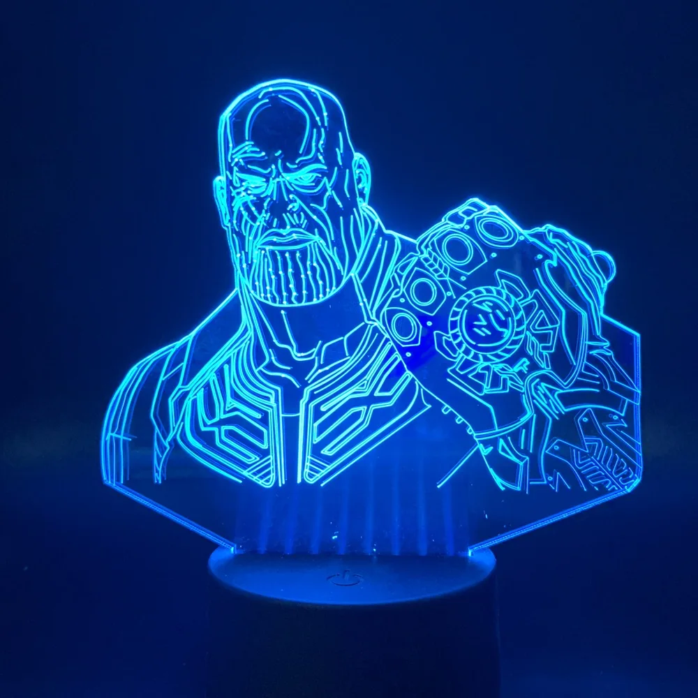 Светодиодный ночник Thanos Light для детской комнаты Мстители ночник детский подарок современный танос изменение цвета 3D лампа ночник