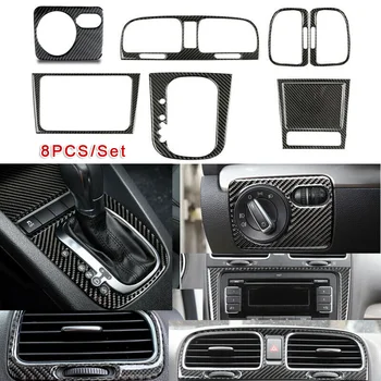 

8pcs/Set High Quality Carbon Fiber Black Interior Cover Trim Decor For Golf 6 MK6 2008-2012 Car Styling Accessories